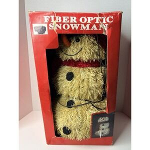 Vintage Fiber Optic Snowman Lighted Indoor Christmas Decor w Box Tested